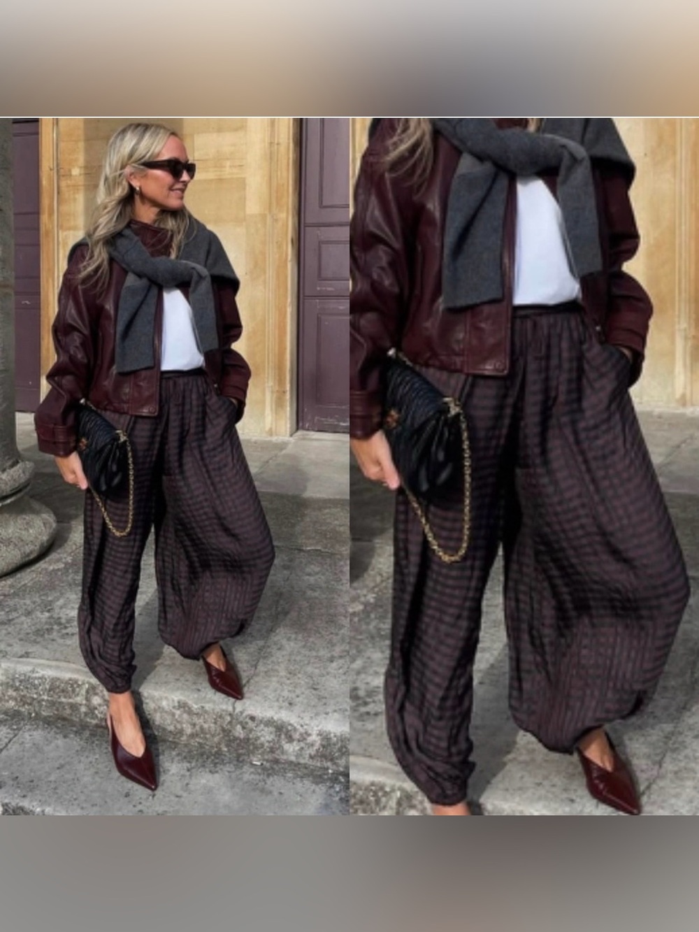 ZARA ZW COLLECTION GINGHAM BLOOMER PANTS